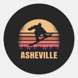 Adesivo Redondo Asheville North Carolina Snowboard Vintage Nc 8