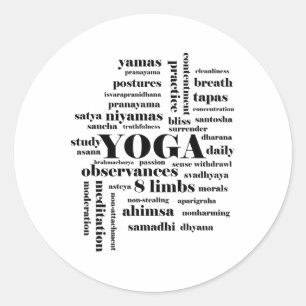 Adesivo Redondo Ashtanga Yoga 8 Membros Da Nuvem De Palavras Educa