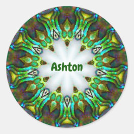 Adesivo Redondo ASHTON ~ Personalizado Paua Shell Fractal ~ Clássi
