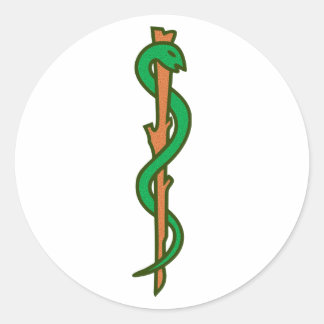 Adesivo Redondo Äskulap poste Asclepius staff
