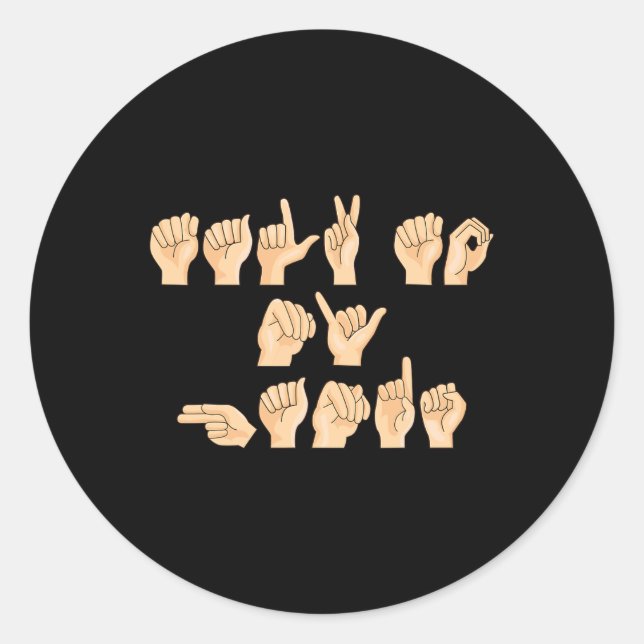 Adesivo Redondo ASL Fale com minha Linguagem de Sinais Americanos (Frente)