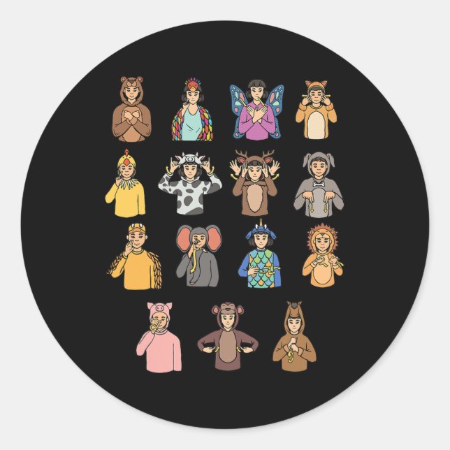 Adesivo Redondo Asl Gesture Mão Surdo Ouvindo Perda Consciência (Frente)