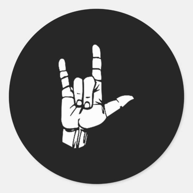 Adesivo Redondo Asl I Love You Gift American Sign Language Tee Pre (Frente)