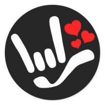 ASL I Love You ILY Sign with Hearts Classic Round