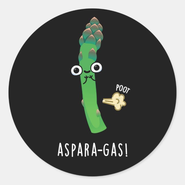 Adesivo Redondo Aspara-gas Funny Asparagus Veggie Pun Dark BG (Frente)