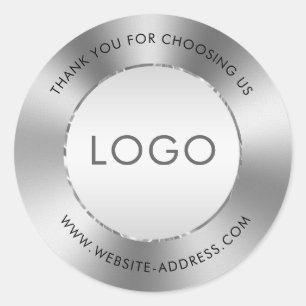 Adesivo Redondo Aspecto de aço inoxidável brilhante metálico