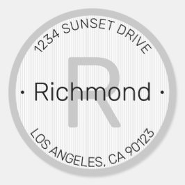 Adesivo Redondo Aspecto moderno | Preto Branco & Endereço de devol