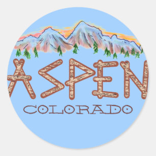 Adesivo Redondo Aspen Coletivo de montanhas rupestres do Colorado