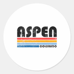 Adesivo Redondo Aspen Colorado Co Mountain Skiage Vintage Aspen Sk