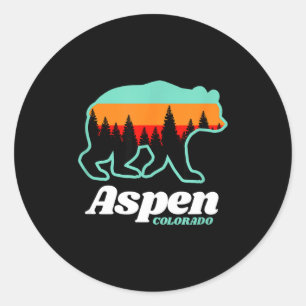Adesivo Redondo Aspen colorado esqui snowboard urso 
