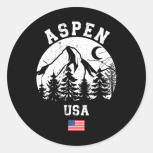 Adesivo Redondo Aspen Colorado Ski Resort Alpino Skiing American