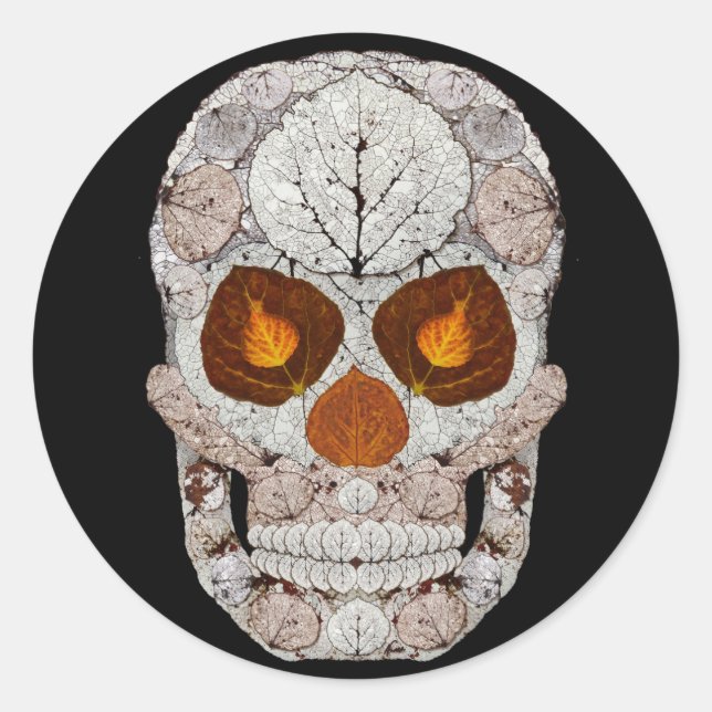 Adesivo Redondo Aspen Folha Crânio 11 (Frente)