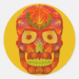 Adesivo Redondo Aspen Folha Crânio 16