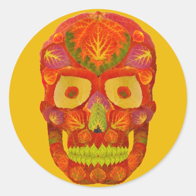 Adesivo Redondo Aspen Folha Crânio 16 (Frente)