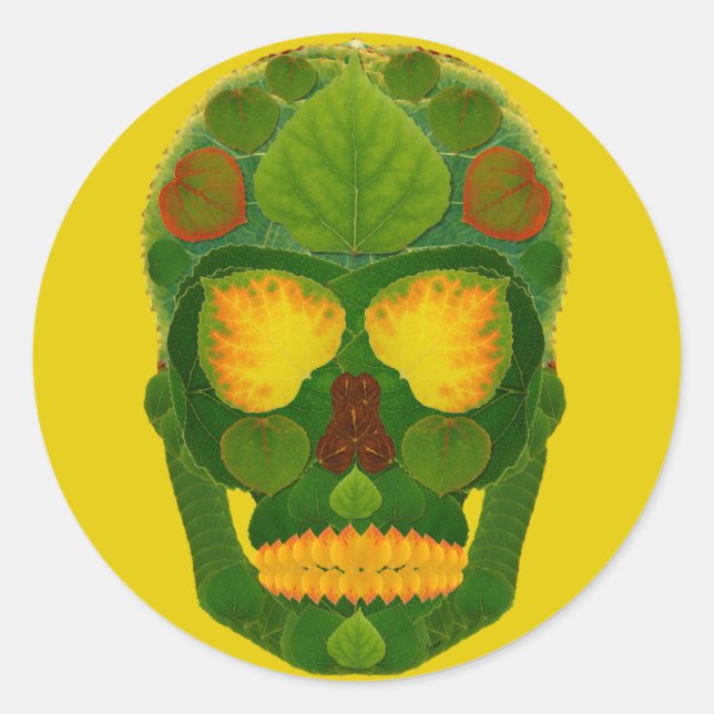 Adesivo Redondo Aspen Leaf Skull 9 (Frente)