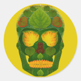 Adesivo Redondo Aspen Leaf Skull 9