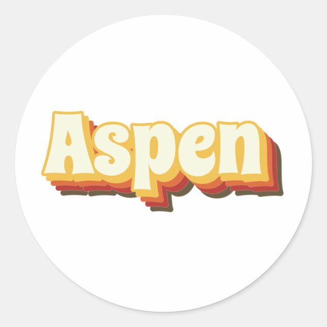Adesivo Redondo Aspen Texto de Vintagem Retroativa (Frente)