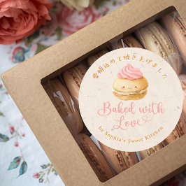 Adesivo Redondo Assado com Amor Kraft Kawaii Macaron Aquarela