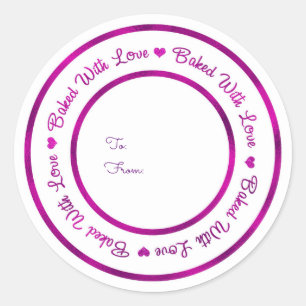 Adesivo Redondo Assado Com Amor Tratar Vibrante Roxo Glam Moderno
