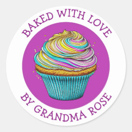 Adesivo Redondo Assado com Cupcake Whimsical Personalizado