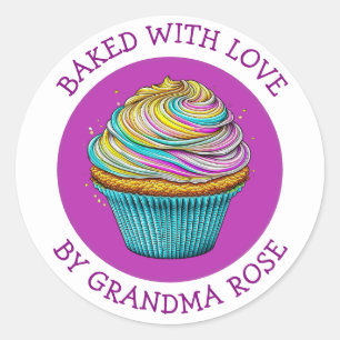 Adesivo Redondo Assado com Cupcake Whimsical Personalizado