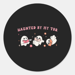 Adesivo Redondo Assaltado Pelo Meu Tbr Boo Groovy Cute Ghost Engra