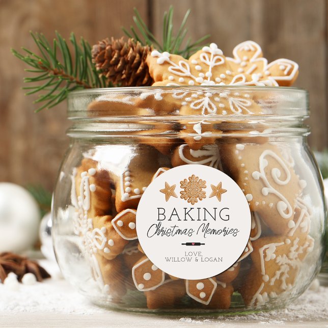 Adesivo Redondo Assando Memórias de Natal (Baking Christmas Memories Classic Round Sticker)