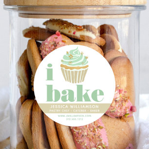 Adesivo Redondo Assar de Chef de Pastelaria Dourada retrocupcake N