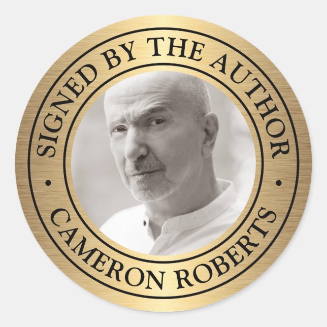 Adesivo Redondo Assinado pelo autor gradiente personalizado do our (Frente)