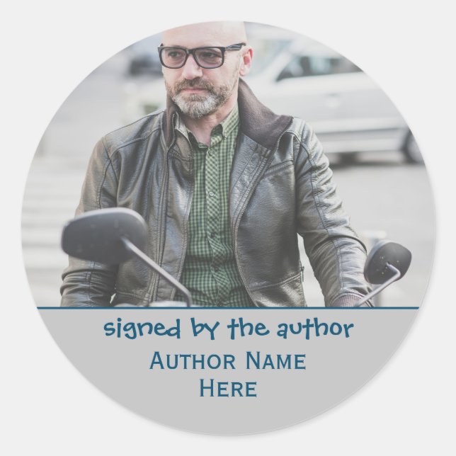 Adesivo Redondo Assinado Pelo Livro De Modelos De Foto Do Autor (Frente)