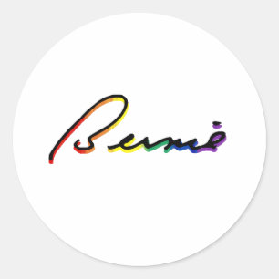 Adesivo Redondo Assinatura Bernie Sanders Pride Rainbow - LGBT Pol