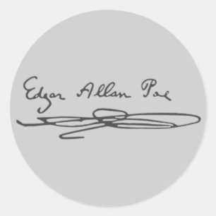 Adesivo Redondo Assinatura de Edgar Allan Poe