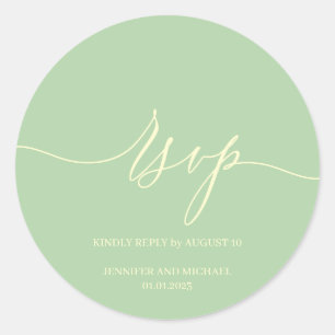 Adesivo Redondo Assinatura de Script Casamento Elegante RSVP Pista
