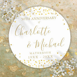 Adesivo Redondo Assinatura do 50º Aniversário Corações de Amor Dou