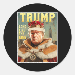 Adesivo Redondo Assinatura do Retrato de Trump Viva o Rei Vintage