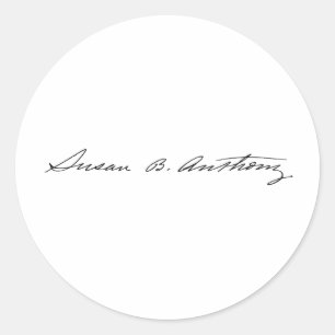 Adesivo Redondo Assinatura do Suffragette Susan B. Anthony