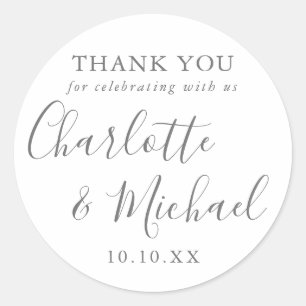 Adesivo Redondo Assinatura Elegante Casamento Favor Obrigado