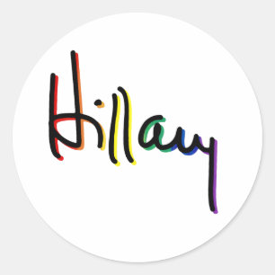 Adesivo Redondo Assinatura Hillary Clinton Pride Rainbow - Pol LGB