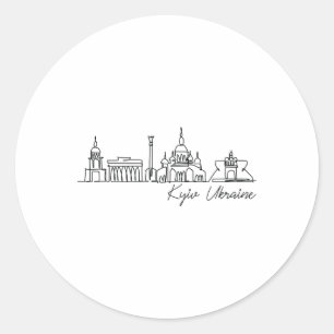 Adesivo Redondo Assinatura Panorama da Cidade de Kiev - Lembrança