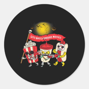 Adesivo Redondo Assista Filmes Horrores Halloween Engraçado Fantas