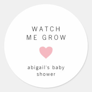 Adesivo Redondo Assista-Me Crescer Chá de fraldas Moderno Rosa