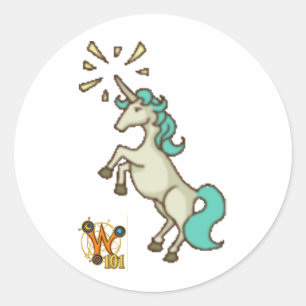 Adesivo Redondo Assistente101 Unicorn Doodle Sticker