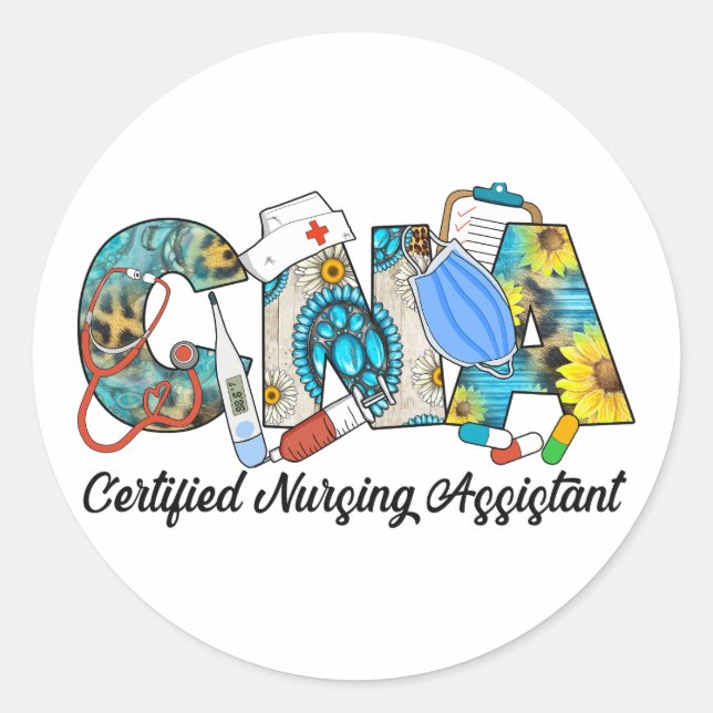 Adesivo Redondo Assistente de Enfermagem Certificado CNA (Frente)