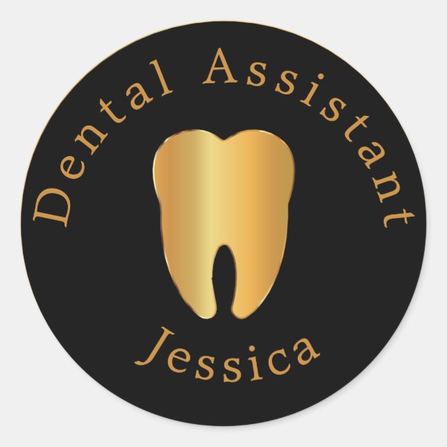 Adesivo Redondo Assistente Dental com Nome (Frente)