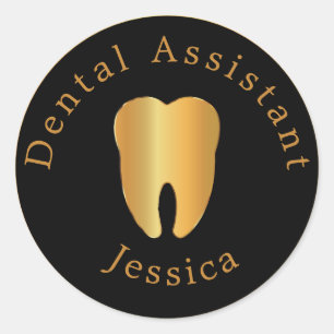 Adesivo Redondo Assistente Dental com Nome