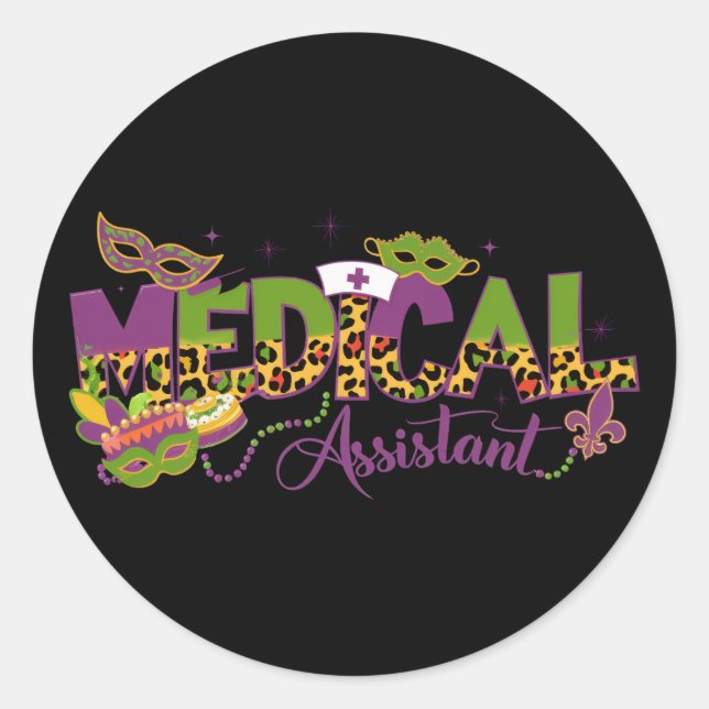 Adesivo Redondo Assistente médico - Mardi Gras (Frente)