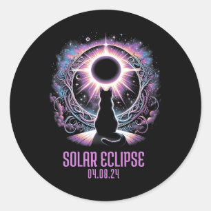 Adesivo Redondo Assistindo ao Eclipse Solar Total Abr 8 2024 Astro