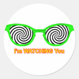 Adesivo Redondo Assistindo Hypnotize Óculos De Sol Escarem Verde O