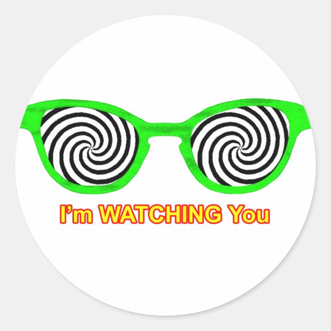 Adesivo Redondo Assistindo Hypnotize Óculos De Sol Escarem Verde O (Frente)
