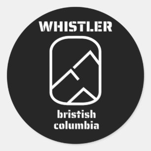 Adesivo Redondo Assobiador da Colúmbia Britânica Canadá esquiando